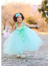 Aqua Mint Tulle Crochet Flower Girl Dress